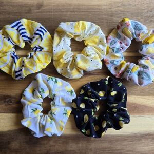Lemon-Themed Scrunchies Set